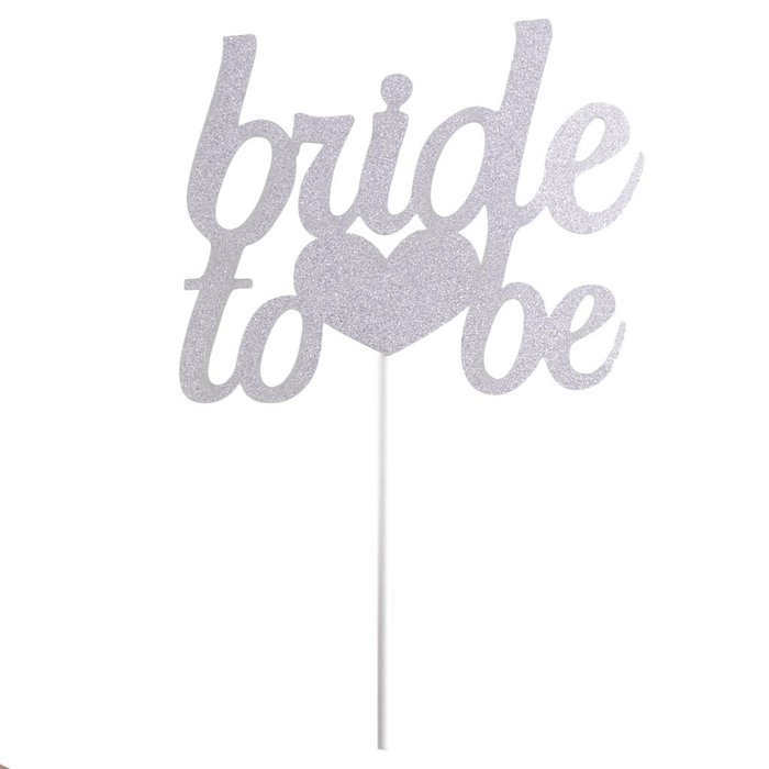 Bride To Be Silver & Gold Glitter Wedding Bridal Shower Cake Topper Hen Party Favor - Gold N6