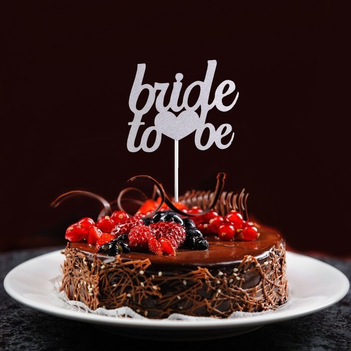 Bride To Be Silver & Gold Glitter Wedding Bridal Shower Cake Topper Hen Party Favor - Gold N7