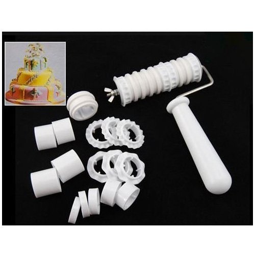 TOOGOO(R) Fondant Ribbon Cutter Roller Embosser Cake Becorating N3