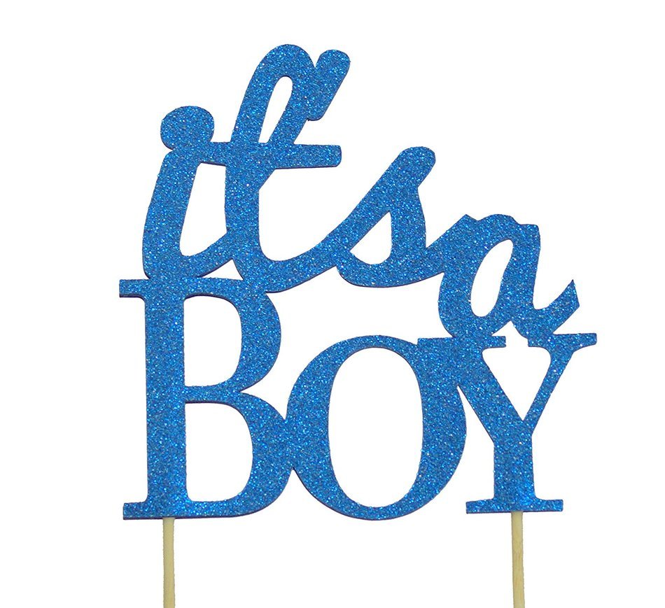 All About Details Blue It's-a-boy Cake Topper free image download