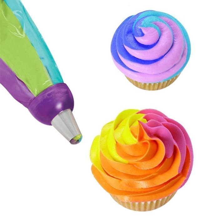 Polytree Icing Piping Bag Nozzle Converter Tri-color Cream Coupler Cake Decorating Tools N4