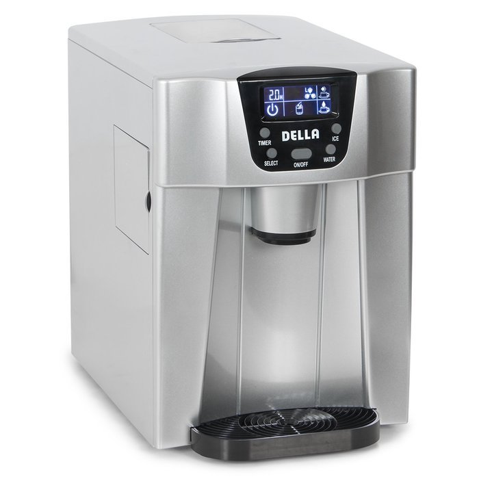 Della 2-in-1 Water Dispenser w/ Built-In Ice Maker Freestanding Machine, 2-Size Cube (26lb per Day) -Silver N2