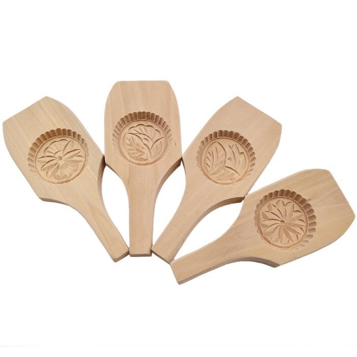 Lychee Wooden Flower Traditional Moon Cake Baking Mould Steamed Pumpkin Pie Mold Random N3