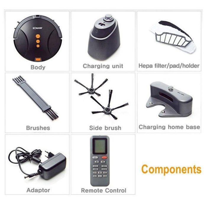 Bomann Br7320 Robot Vacuum Cleaner Self-charging Remote Control Ac110~240v N6