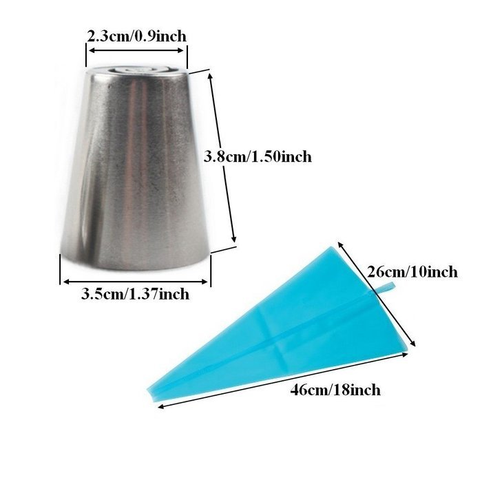 SWISS PART 12pcs Stainless Steel Russian Cake Decorating Icing Tips Kit Extra Large Pastry Piping Nozzles and... N8