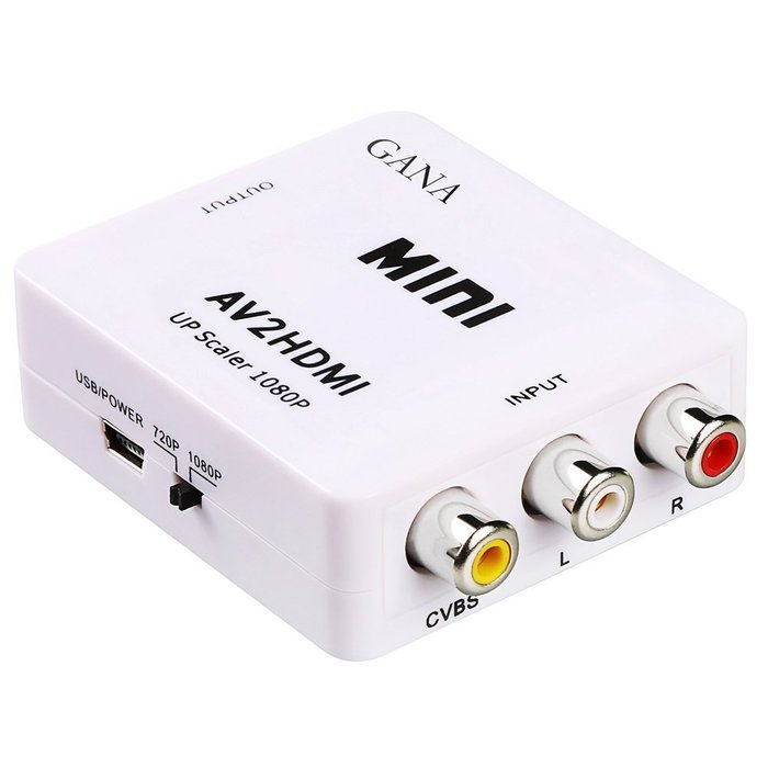GANA Full HD RCA/AV 3RCA CVBS Composite Video Female AV to HDMI Converter Box Adapter Supports PAL NTSC with Powered... N6