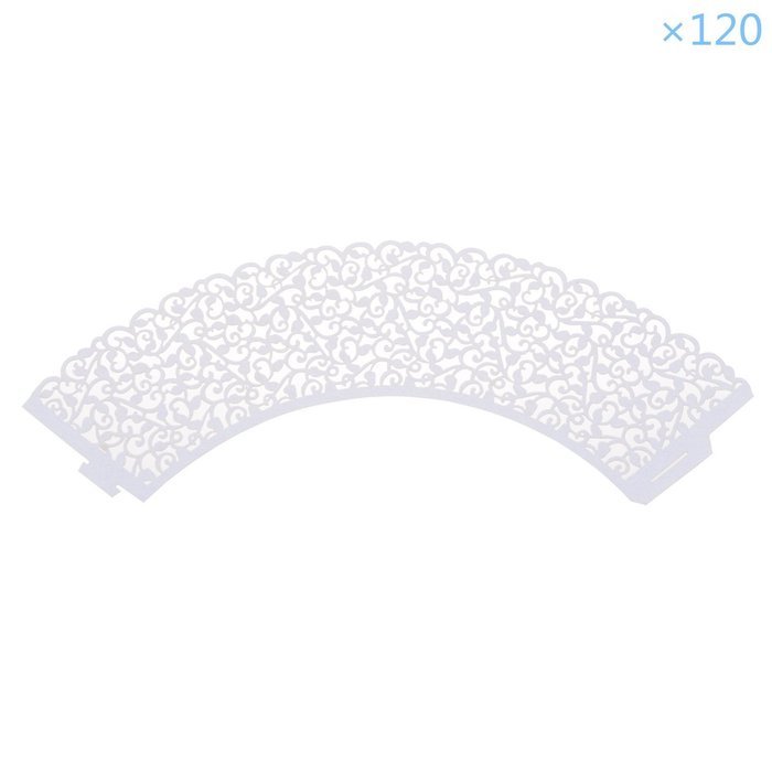 Leegoal 120 White Vine Filigree Laser Cut Lace Cupcake Wrapper Wraps Liner Wedding Party Cake Decoartion