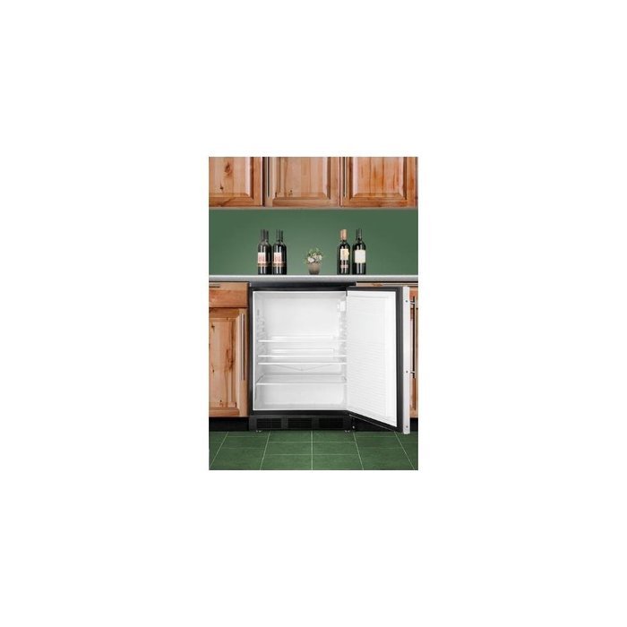 Summit FF7LBLBIFR 24" Built In Undercounter Refrigerator in Black with Lock and Stainless Steel N2