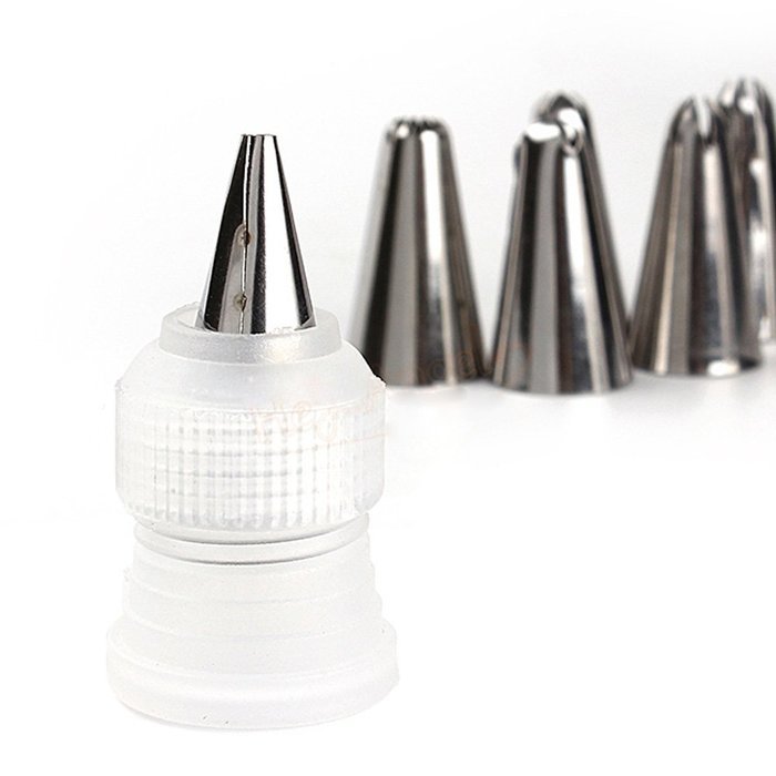 Misula 8 Pcs Cake Decorating Set, Silicone Icing Piping Cream Pastry Bag + 6 Pcs Stainless Steel Nozzle Tips Set... N2