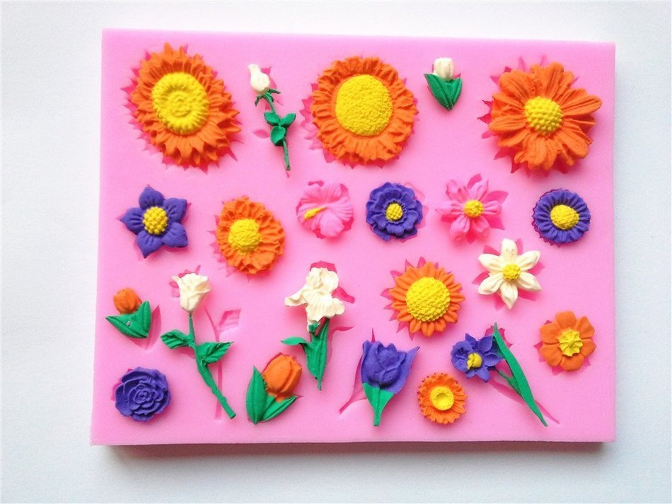 Wocuz W0280 Flowers Food-Grade Non-Stick Silicone Candy Fondant Chocolate Accessory Mold for Cake Decorating N2