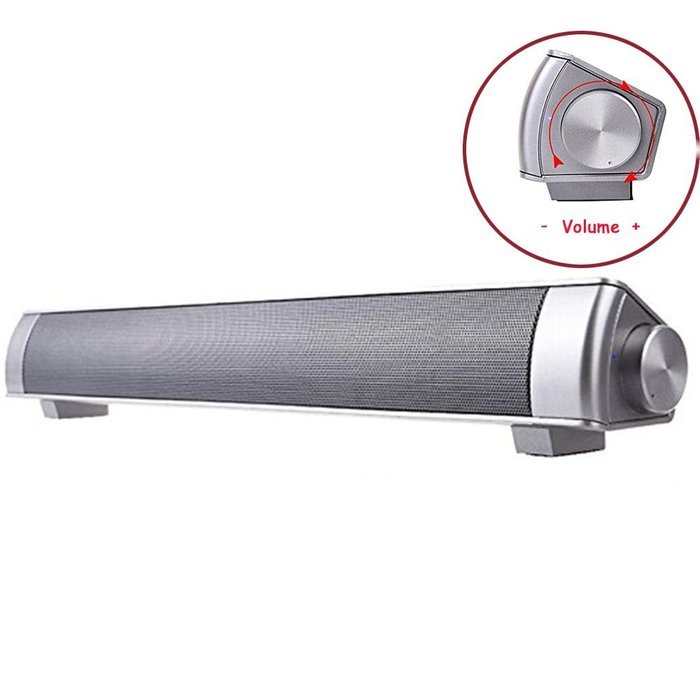 ELlight Bluetooth Small Sound Bar 3.0 Channel 15.7in 10W(2X5W) Wireless Subwoofer Stereo Speaker,Silver N3
