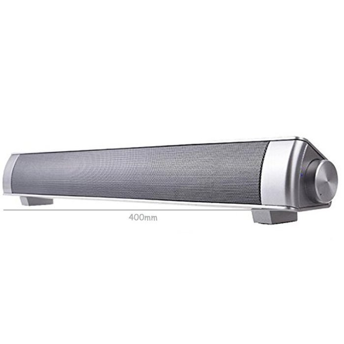 ELlight Bluetooth Small Sound Bar 3.0 Channel 15.7in 10W(2X5W) Wireless Subwoofer Stereo Speaker,Silver N4