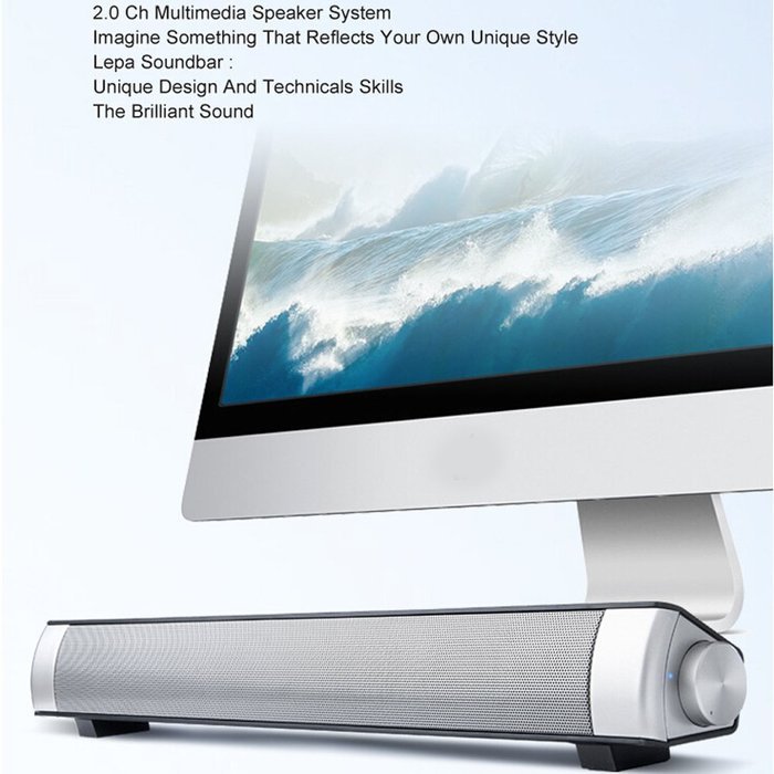 ELlight Bluetooth Small Sound Bar 3.0 Channel 15.7in 10W(2X5W) Wireless Subwoofer Stereo Speaker,Silver N5