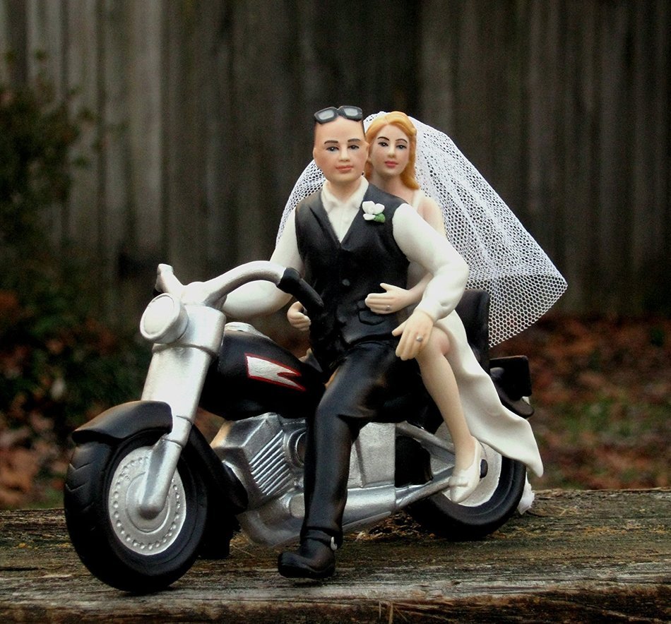 Motorcycle Cake Topper BALD Groom -- By Magical Day N2