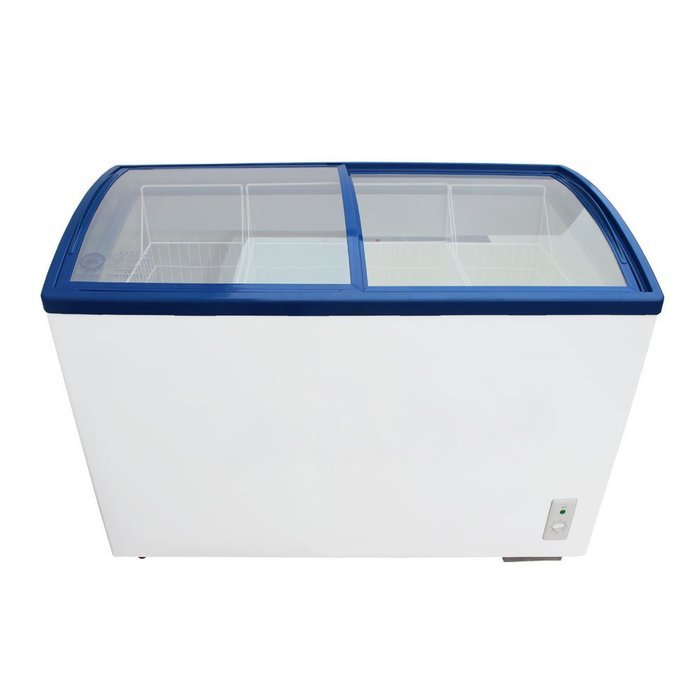 351L Curved Glass Sliding Double Doors Ice Cream Merchandise Display Showcase Deep Freezers Commercial Refrigerator... N4