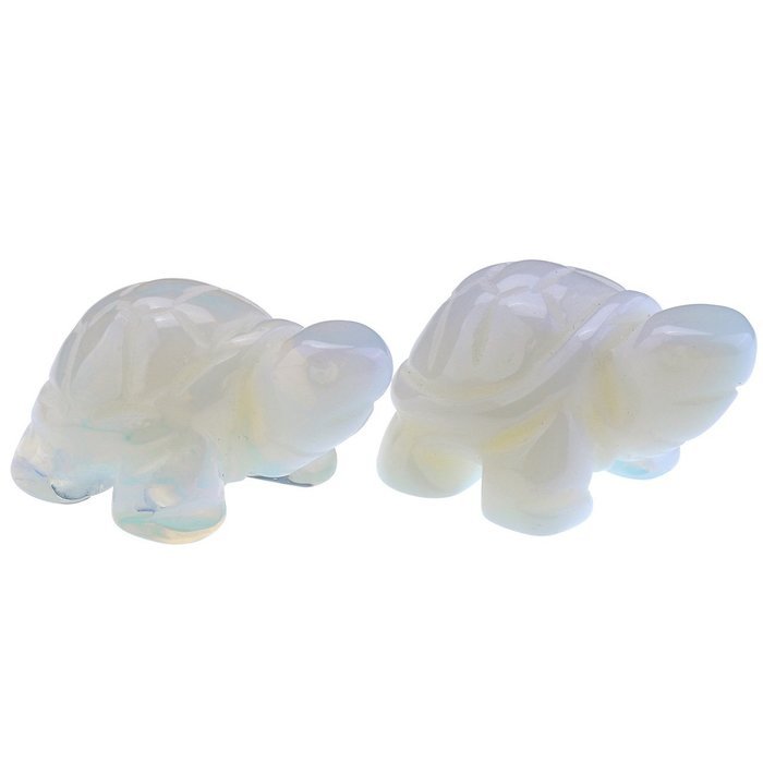JOVIVI 1pc Natural Carved Gemstones Tortoise Figurine 1.5'' Room Decoration, with Gift Box (Opalite) N10