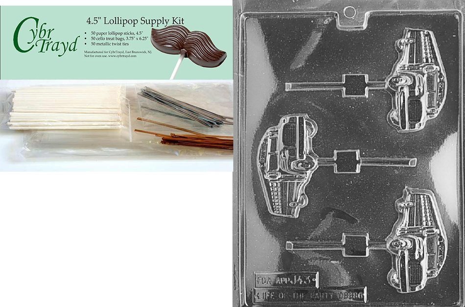 Cybrtrayd J043 School Bus Lolly Chocolate Candy Mold with Exclusive Cybrtrayd Copyrighted Chocolate Molding Instructions N7