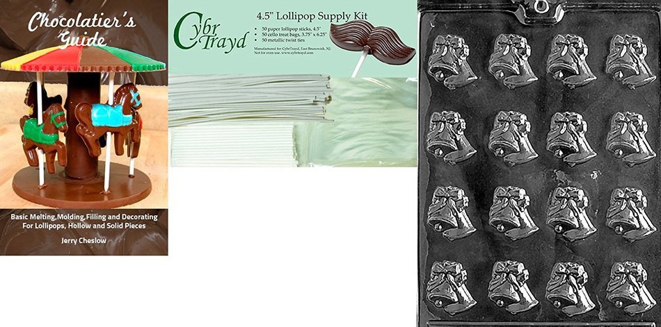 Cybrtrayd W001 Small Bells Chocolate Candy Mold with Exclusive Cybrtrayd Copyrighted Chocolate Molding Instructions N2