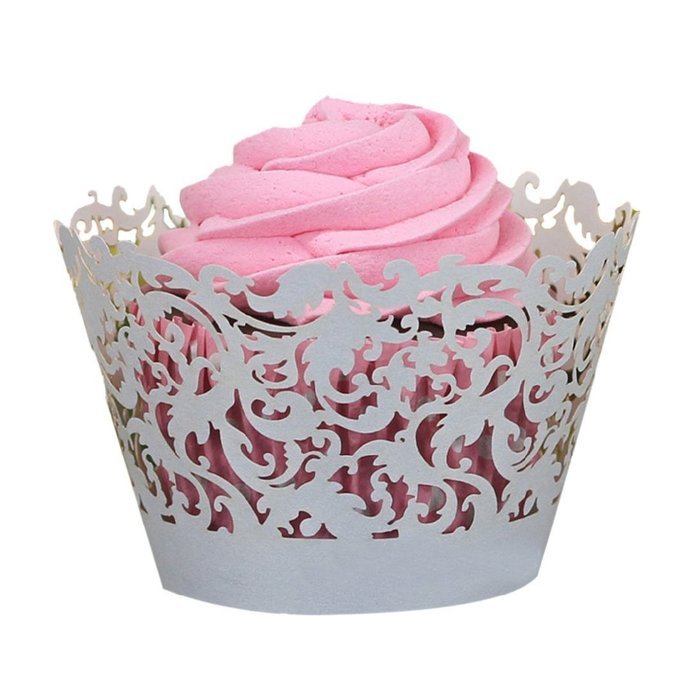 Wensltd 50pc New! Little Vine Lace Laser Cut Cupcake Wrapper Liner(pack of 50) (Blue) N2
