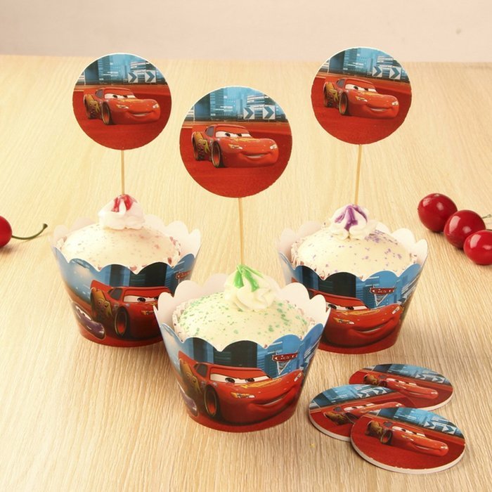 Winrase&reg; Set of 12 Chic Batman Mouth Kids Birthday Party Decoration Paper Cupcake Liner Wrap Wrappers with Toppers... N30