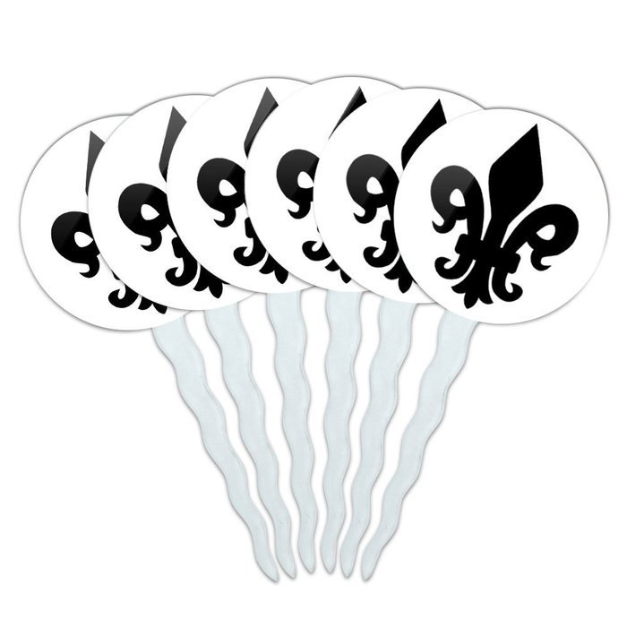 Set of 6 Cupcake Picks Toppers Decoration Symbols - Dollar Sign Gold and Black N17