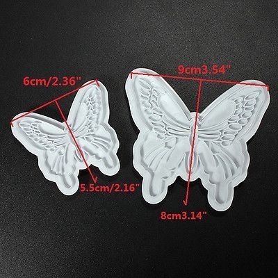 2PCS Butterfly Cake Cookies Cutter Plunger Sugarcraft Decorating Fondant Mold N2