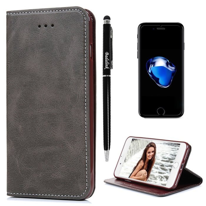 iPhone 7 Case (4.7 inch) - Book Style Wallet Stand Case Magnetic Smart Closure PU Leather Case Shockproof Soft... N27