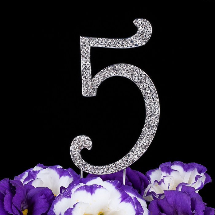 LOVENJOY with Gift Box Number 1 Crystal Rhinestone Baby Shower Wedding Birthday Anniversary Engagement Metal Cake... N16