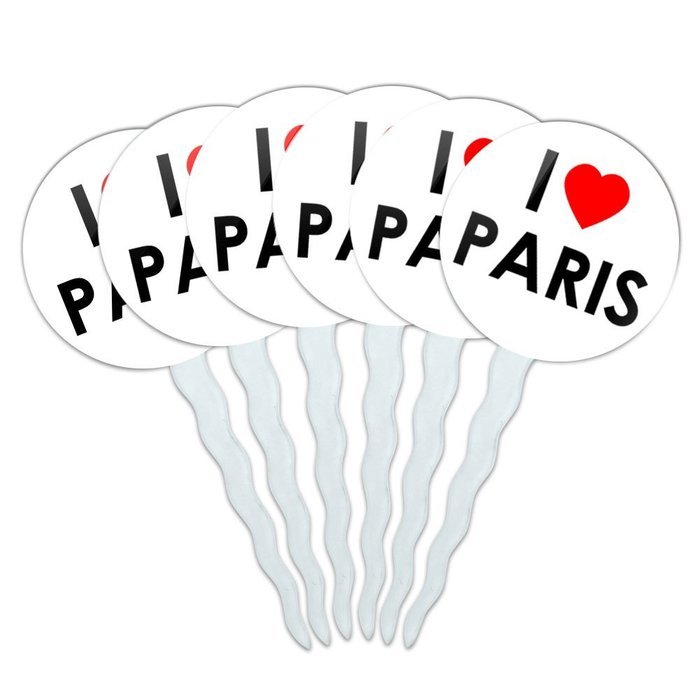 Set of 6 Cupcake Picks Toppers Decoration I Love Heart - Sloths N14