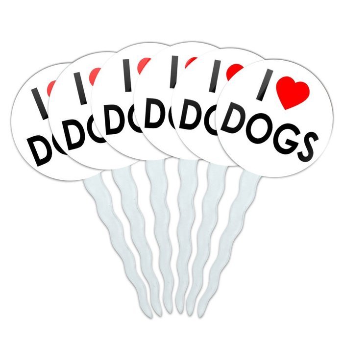 Set of 6 Cupcake Picks Toppers Decoration I Love Heart - Sloths N15