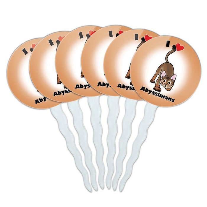 Set of 6 Cupcake Picks Toppers Decoration I Love Heart - Sloths N21