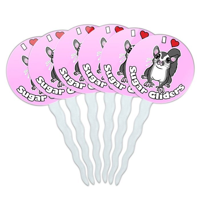Set of 6 Cupcake Picks Toppers Decoration I Love Heart - Sloths N22