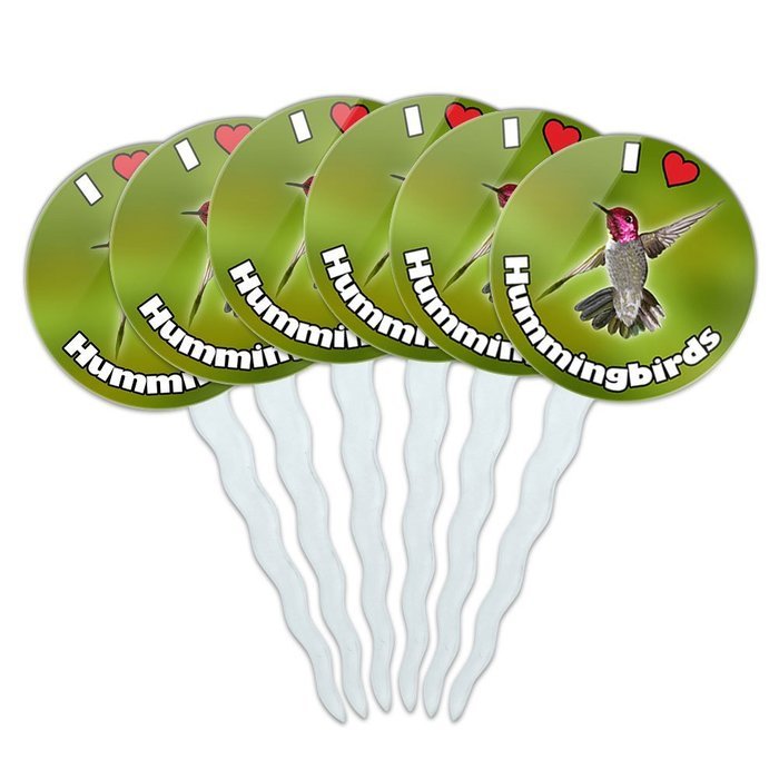Set of 6 Cupcake Picks Toppers Decoration I Love Heart - Sloths N23