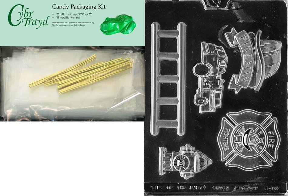 Cybrtrayd J083 Firefighter Kit Chocolate Candy Mold with Exclusive Cybrtrayd Copyrighted Chocolate Molding Instructions N6