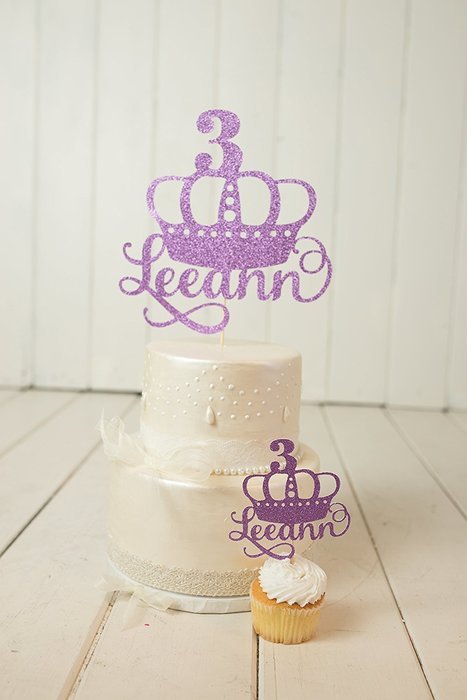 Princess Crown Birthday Cake Topper - Personalized N5