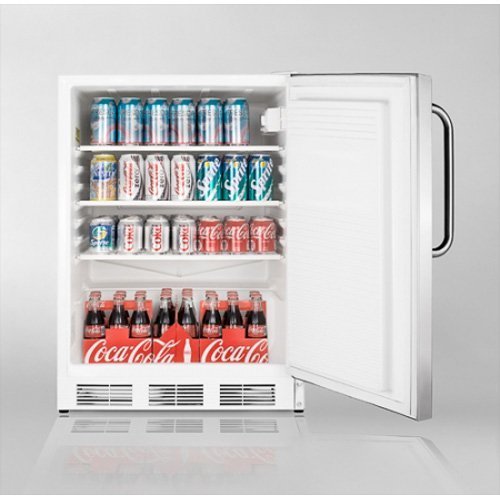 Summit AccuCold FF7SSTB 24" 5.5 cu. ft. Compact Refrigerator with Adjustable Shelves Deep Shelf Space Interior... N5