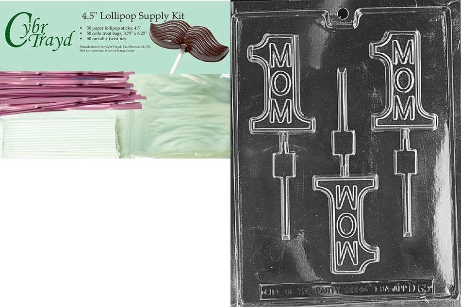 Cybrtrayd D065 Chocolate Candy Mold, No.1 Mom Lolly Dads and Moms N3