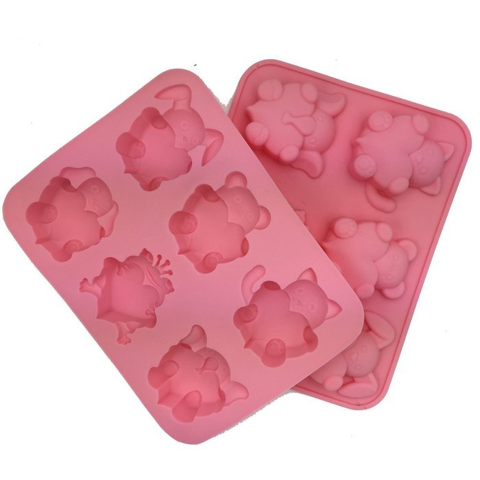 Wocuz Silicone Soap Mold Chocolate Icecream Mold Baking Pan - Rabbit Elephant Frog Cat Bear Shape N4