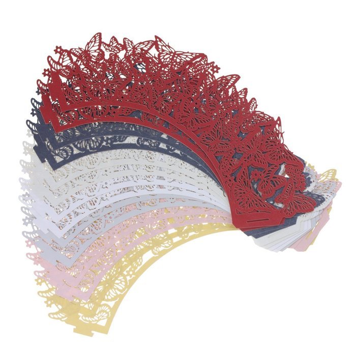 HUAL Cupcake Wrappers 50 Filigree Artistic Bake Cake Paper Cups Butterfly Lace Laser Cut Liner Baking Cup Muffin... N15