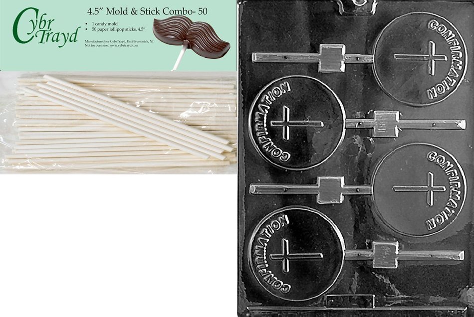 Cybrtrayd R027 Confirmation Lolly Chocolate Candy Mold with Exclusive Cybrtrayd Copyrighted Chocolate Molding... N7