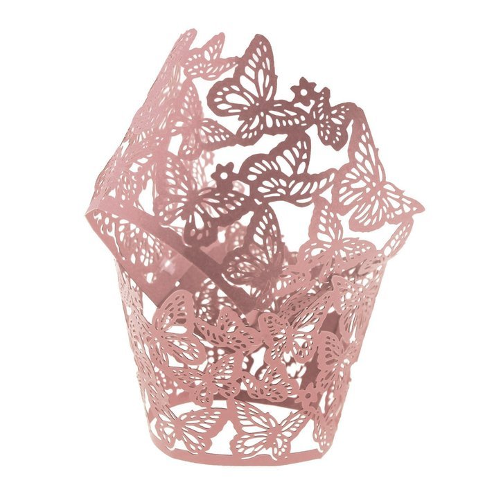 HUAL Cupcake Wrappers 50 Filigree Artistic Bake Cake Paper Cups Butterfly Lace Laser Cut Liner Baking Cup Muffin... N17