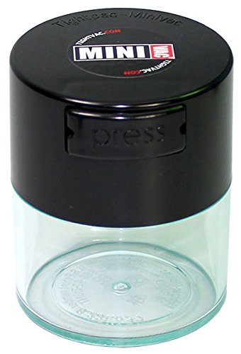 Minivac TV1-CBK - 10g to 30 gram Vacuum Sealed Container Black Cap & Clear Body N9