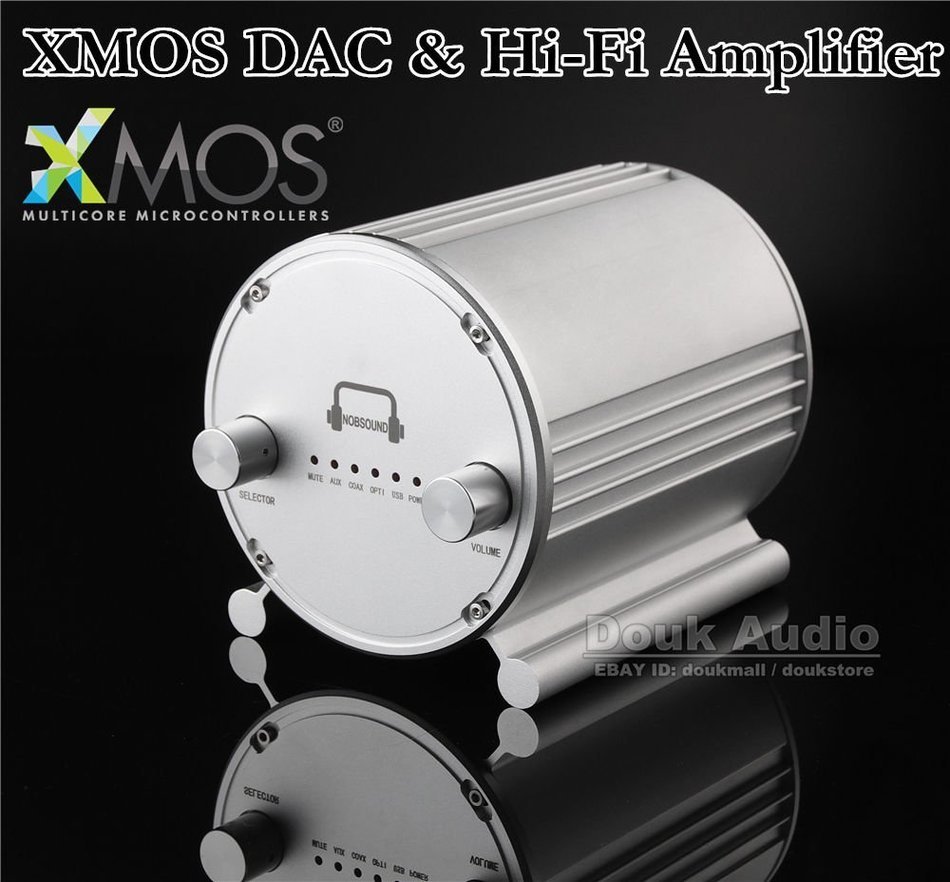Nobsound COAX / OPT / USB XMOS DAC Audio Decoder & HiFi Digital Stereo Amplifier Silver N6