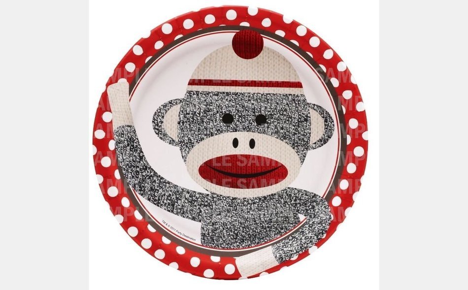 Sock Monkey Birthday Edible Image Photo 8" Round Cake Topper Sheet Personalized Custom Customized Birthday Party