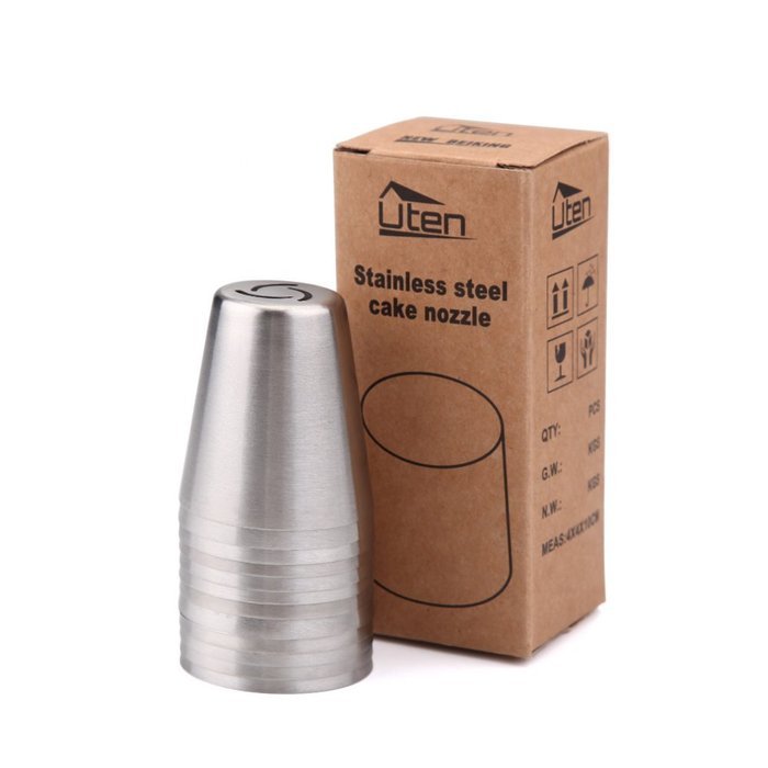 UTEN 12pcs Stainless Steel Russian Piping Nozzles Set DIY Pastry Icing Cake Decorating Tool (silver) N20