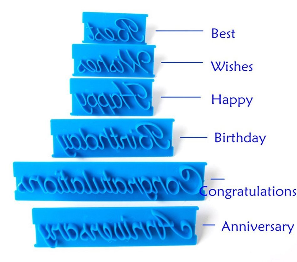 BleuMoo 6Pcs Letter Fondant Cake Mold Decorating Icing Cutter Mould Sugarcraft Tool DIY N7