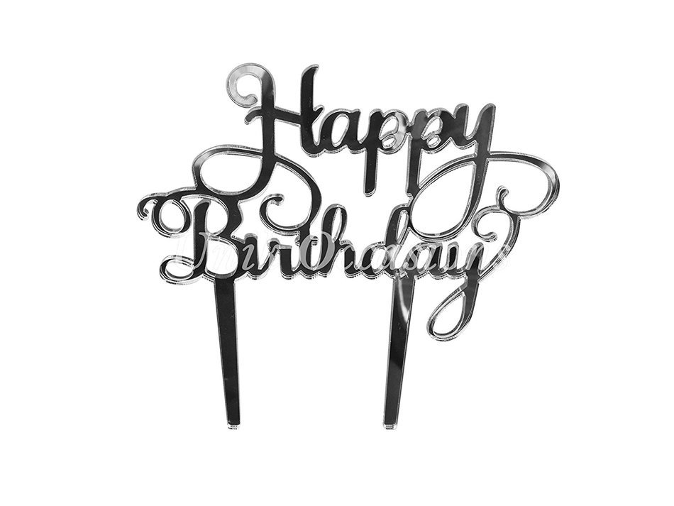 Unik Occasions Happy Birthday Acrylic Cake Topper (Gold Glitter) N8