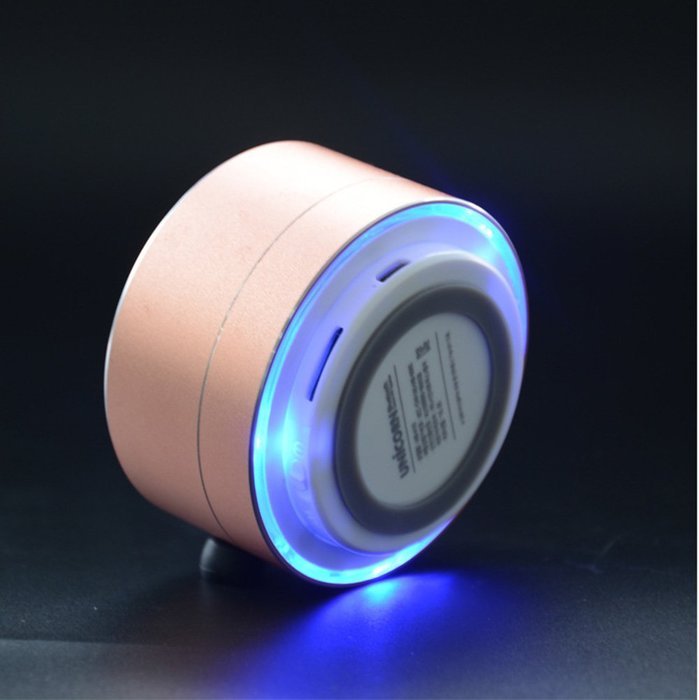 Generic Wireless Bluetooth Metal Steel Speaker With LED Light for Cell Phone iPhones - Golden N3