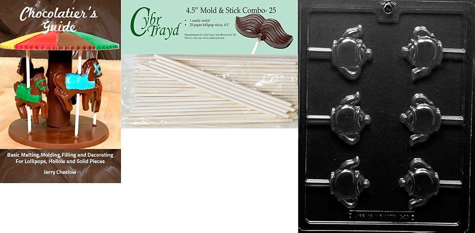 Cybrtrayd D096 Tea Pot Lolly Chocolate Candy Mold with Exclusive Cybrtrayd Copyrighted Chocolate Molding Instructions N4