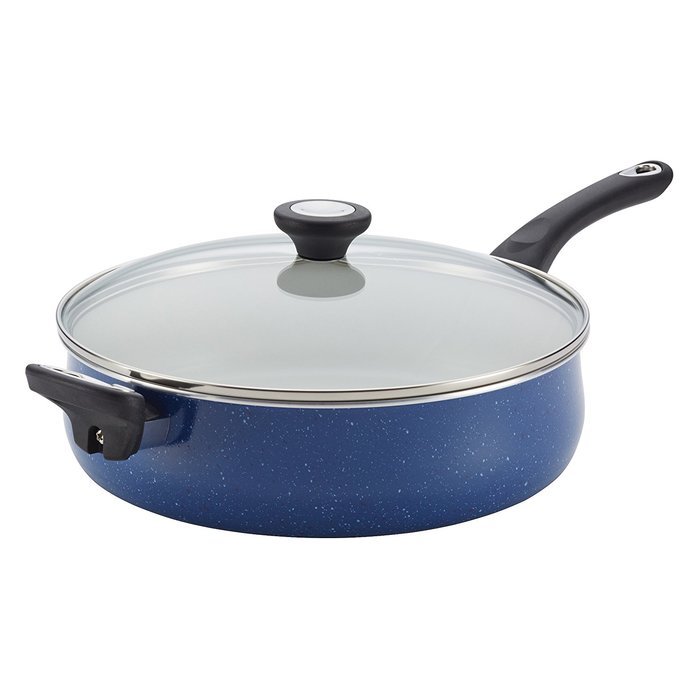 Farberware New Traditions Speckled Aluminum Nonstick 5-Quart Jumbo Cooker with Helper Handle, Blue with Black... N2